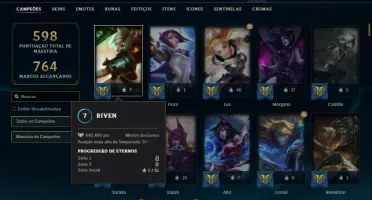 Platina 4 com TODOS os champs e 533 Skins (7 Ultimates)