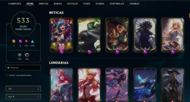 Platina 4 com TODOS os champs e 533 Skins (7 Ultimates)