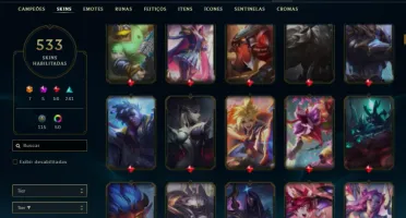 Platina 4 com TODOS os champs e 533 Skins (7 Ultimates)