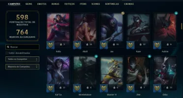 Platina 4 com TODOS os champs e 533 Skins (7 Ultimates)