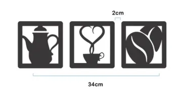 Kit 4 Peças Cantinho do Café em MDF Preto 30 cm