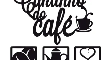 Kit 4 Peças Cantinho do Café em MDF Preto 30 cm