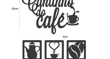 Kit 4 Peças Cantinho do Café em MDF Preto 30 cm