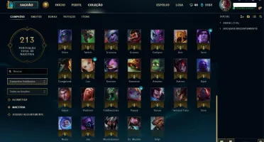 Conta League of Legendes Level 57 Borda GOLD 69 champs