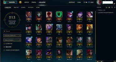 Conta League of Legendes Level 57 Borda GOLD 69 champs