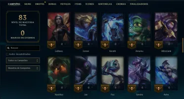 Platina 4 com 75 Champs e 46 Skins ( SUP / ADC / MID )