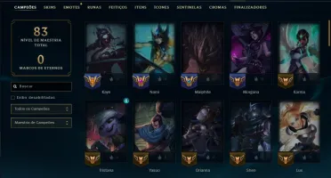 Platina 4 com 75 Champs e 46 Skins ( SUP / ADC / MID )