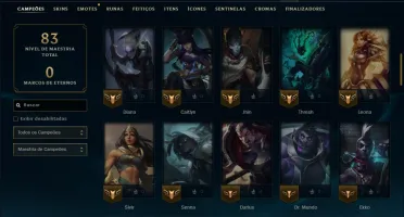 Platina 4 com 75 Champs e 46 Skins ( SUP / ADC / MID )