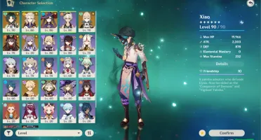 Xiao + Lança de Jade, Hu tao e Albedo.