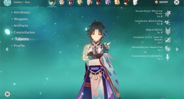 Xiao + Lança de Jade, Hu tao e Albedo.