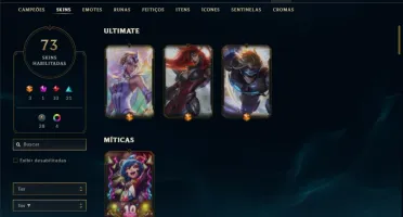 Conta ouro 4 com 128 champs e 73 skins (MAIN ADC)