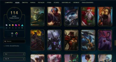 Unranked com 140 Champs e 114 Skins ( SUP / ADC / JG )