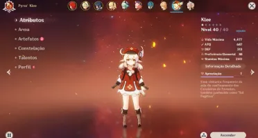 GENSHIN DILUC + KLEE + 3 ARMAS 5* + personagens 4*
