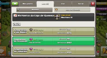 CLÃ NÍVEL 17 CLAN ÓTIMO HISTÓRICO GUERRAS LIGA MESTRE 2