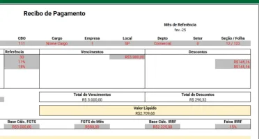 Modelo Holerite Contracheque Editável em Excel