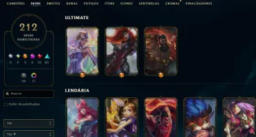 Conta LOL Level 473 - Ouro 1 - 212 SKINS - FULL ACESSO