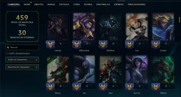 Unranked com TODOS os Champs e 119 Skins ( MID / JG / ADC )