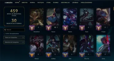 Unranked com TODOS os Champs e 119 Skins ( MID / JG / ADC )