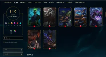 Unranked com TODOS os Champs e 119 Skins ( MID / JG / ADC )