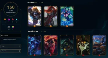 Conta League of Legends, lvl 115, todos campeões, 150 skins