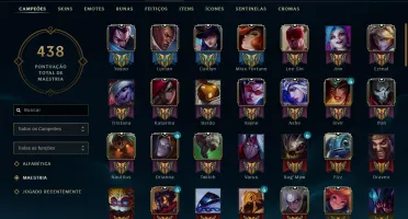 Conta LOL platina 3 + todos os champs + 170 skins