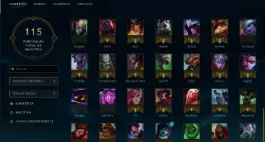 Conta LoL lvl 30, 84 champions, 13 skins (2 lendarias)