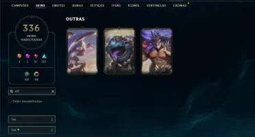 Bronze 2 com TODOS os champs e 336 Skins