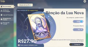 Conta Genshin 10 personagens 5*, e 6 armas 5*