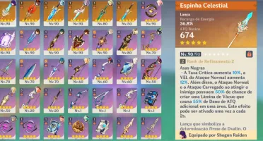 Conta Genshin 10 personagens 5*, e 6 armas 5*