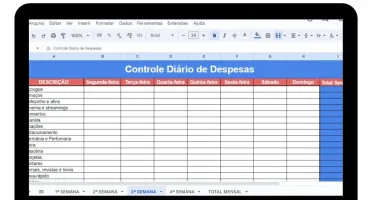 Planilha Controle Diário De Despesas (Semanal E Mensal)