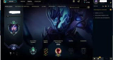 CONTA LOL 128 CHAMPIONS PLATINA 1 MMR DIAMANTE 85 SKINS