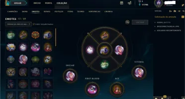 CONTA LOL 128 CHAMPIONS PLATINA 1 MMR DIAMANTE 85 SKINS