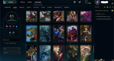 CONTA LOL 128 CHAMPIONS PLATINA 1 MMR DIAMANTE 85 SKINS