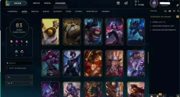 CONTA LOL 128 CHAMPIONS PLATINA 1 MMR DIAMANTE 85 SKINS