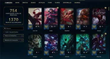 Conta Platina 4 com TODOS os champs e 263 Skins + 1 RARA
