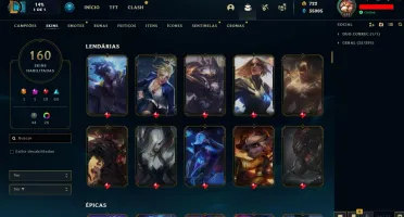 Conta platina 3 com TODOS os champs e 160 Skins (NIVEL 633)