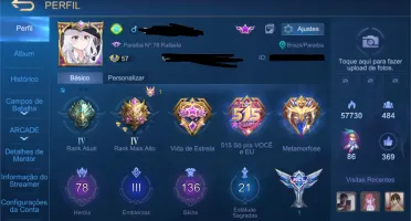 CONTA MOBILE LEGENDS COM 136+ SKINS