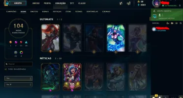 Conta LOL Diamond 1 107 Champs 104 Skins MMR M+ S9 GM500PDL