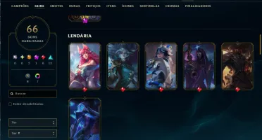 Conta Elo Prata iv com 66 skins Honra 4 e 153 campeoes