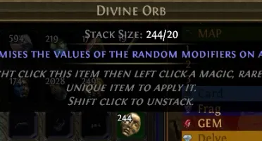 244 Divine Orb - Liga Settlers Of Kalguur - Path Of Exile
