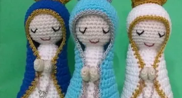 Trio de Santinhas Feitas em Croche