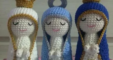 Trio de Santinhas Feitas em Croche