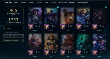 Esmeralda 1 com TODOS os Champs e 272 Skins +13 Vitoriosas