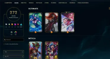 Esmeralda 1 com TODOS os Champs e 272 Skins +13 Vitoriosas