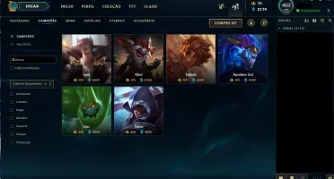 Conta LOL - 142 campeões - 69 skins - na md10 - Borda Plat
