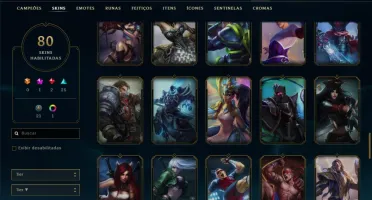 Conta prata 1 com 129 champs e 80 skins.