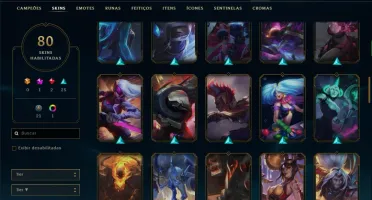 Conta prata 1 com 129 champs e 80 skins.
