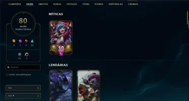 Conta prata 1 com 129 champs e 80 skins.