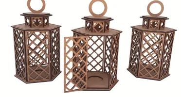 Kit 10 Luminária sextavada marroquina 16cm MDF cru,...