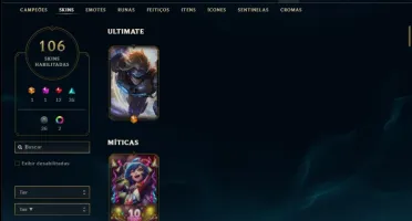Conta prata 2 com 128 champs e 106 skins